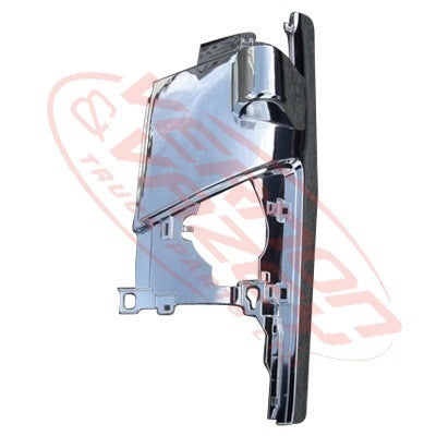 3097224-05 - FRONT CORNER PANEL - L/H - W/MIRROR HOLE - CHROME - ISUZU NKR/NPR 2009- 2021