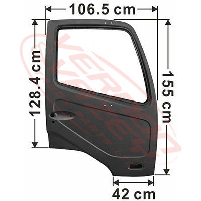 3787010-04 - FRONT DOOR SHELL - R/H - WITH 4 MIRROR HOLES - MITSUBISHI FM615/FK516 1994-