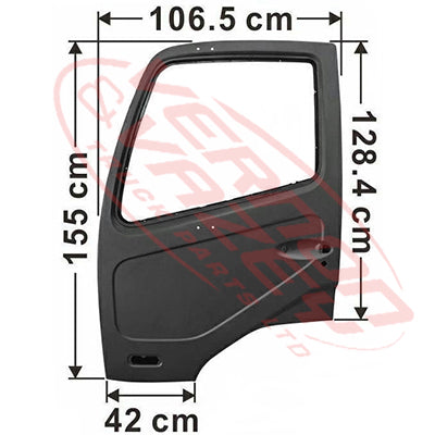 3787010-05 - FRONT DOOR - L/H - SHELL - WITH 2 MIRROR HOLES, NO LOWER GLASS - MITSUBISHI FM615/FK516 1994- AFTERMARKET