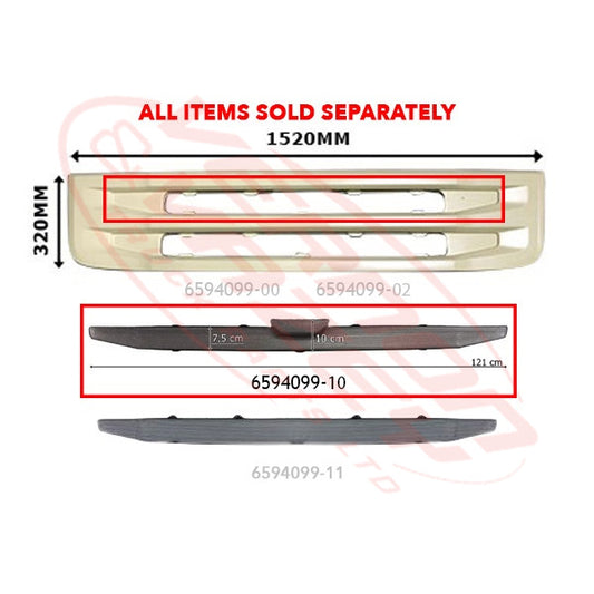 6594099-10 - GRILLE - LOWER - UPPER INNER MESH - SCANIA R TRUCK - 2009-
